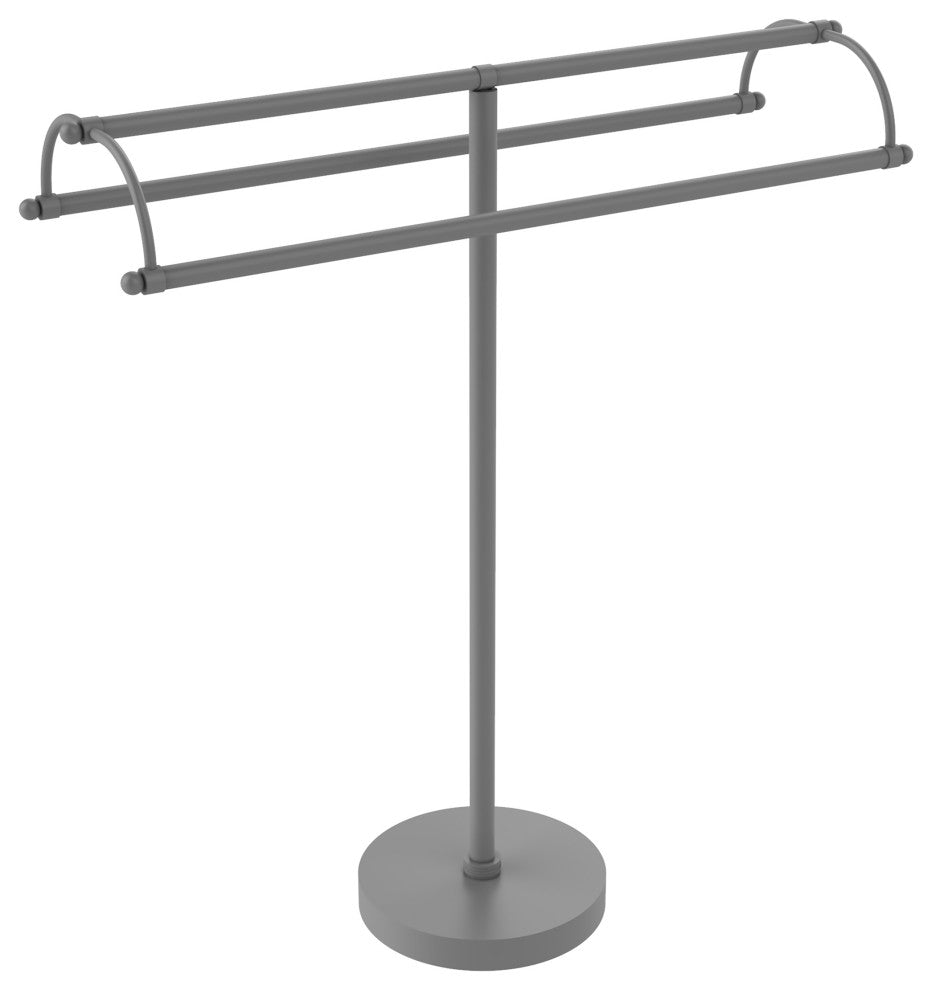 Free Standing Double Arm Towel Holder, Matte Gray