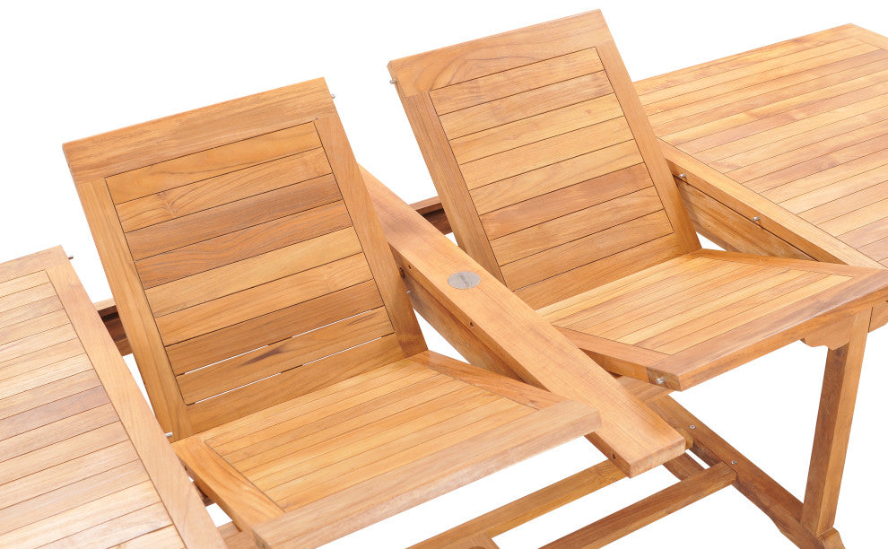 Teak Wood Italy Rectangular Double Extension Outdoor Patio Dining Table