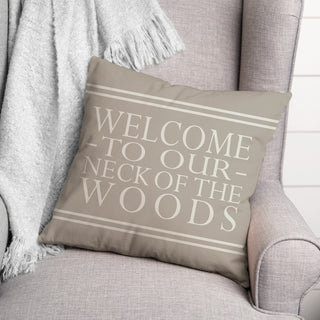 Welcome on Gray 18x18 Indoor/Outdoor Pillow