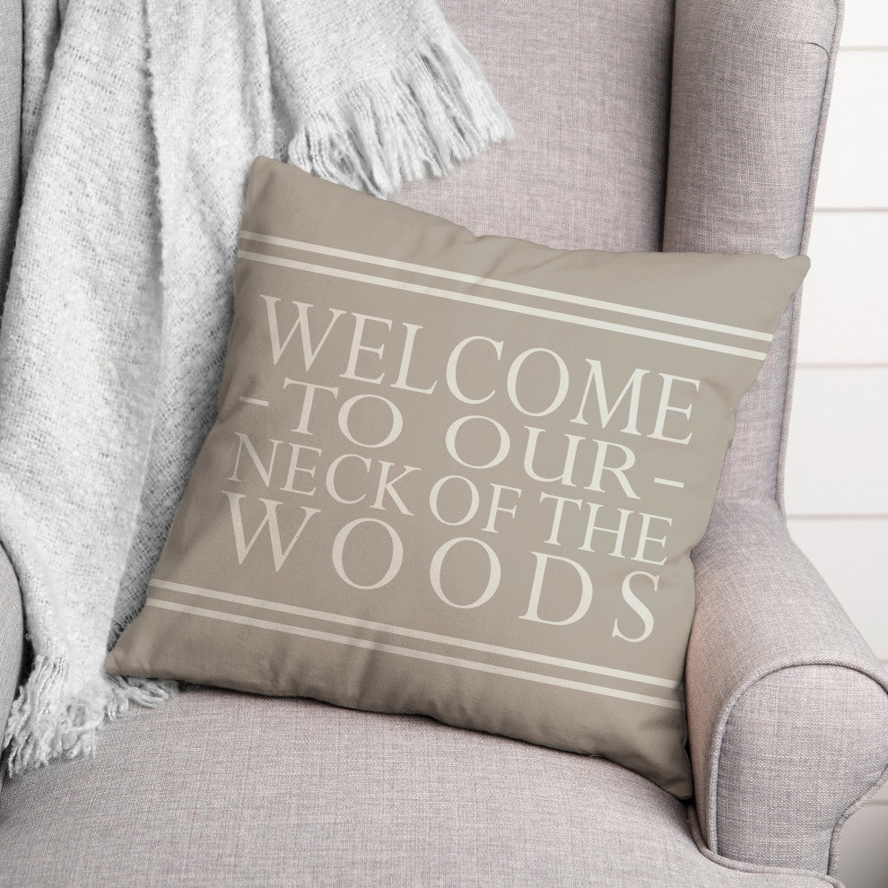 Welcome on Gray 18x18 Indoor/Outdoor Pillow