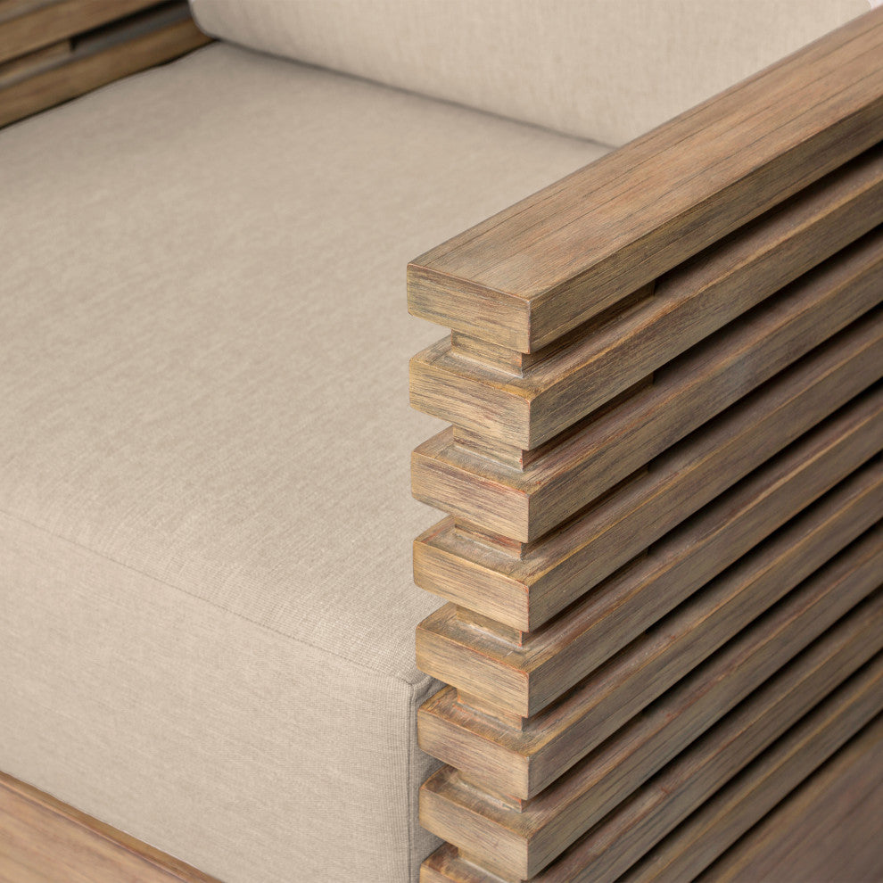Vivid Outdoor Patio 4-Piece Conversation Set Taupe Olefin Cushions
