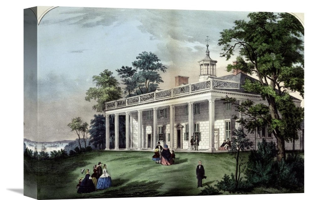 "Home of Washington" Stretched Canvas Giclee by Currier and Ives, 16"x11"