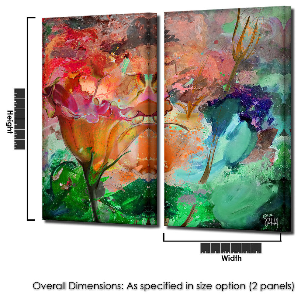 Painted Petals LXI 2-Piece Canvas Art Set, 24"x12"