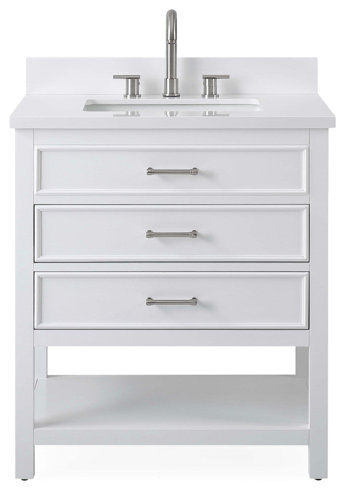 Tennant Brand Single Sink Vanity, Felton, White, 30'', White Quartz