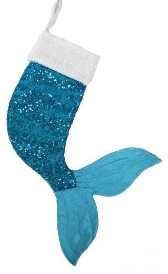 Mermaid Tails Blue and Green Sequins Christmas Holiday Shaped Stockings Set of