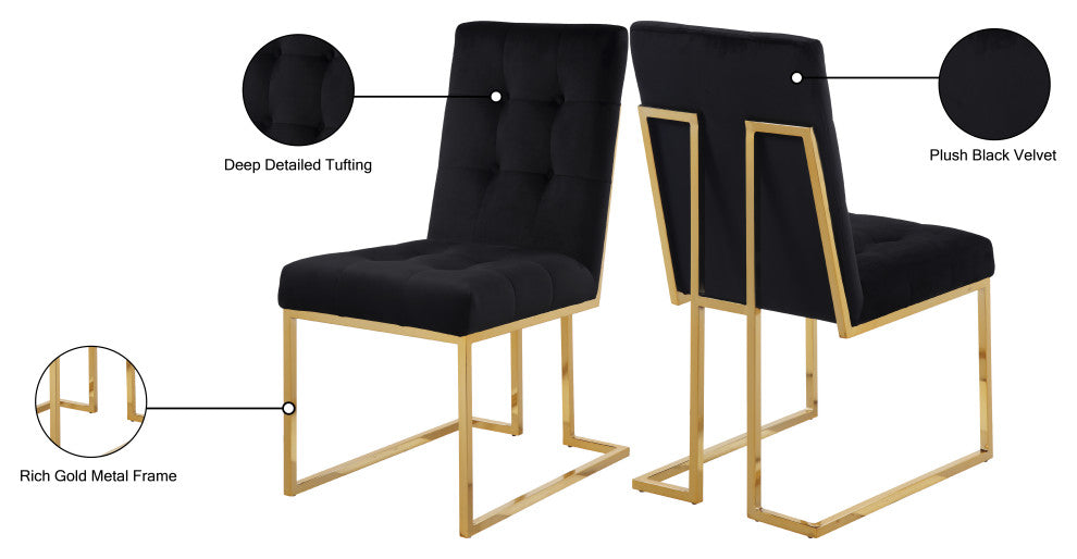 Pierre Velvet Upholstered Dining Chair (Set of 2), Black