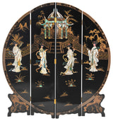 6' Tall Black Lacquer Round Room, Imperial Ladies