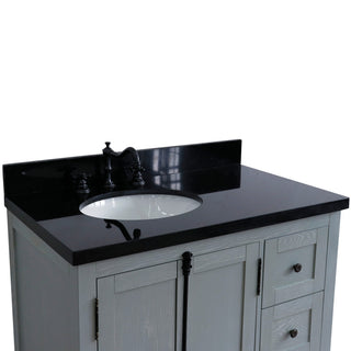 37" Single Vanity, Gray Ash With Black Galaxy Top, Left Doors/Left Oval Sink