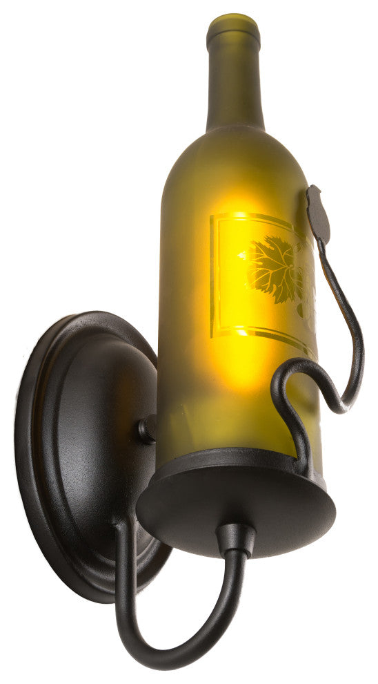 4W Tuscan Vineyard Etched Grapes Wine Bottle Wall Sconce