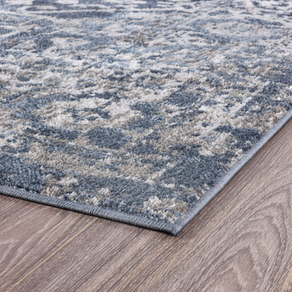 Cinda Traditional Oriental Blue Rectangle Area Rug, 9' x 12'
