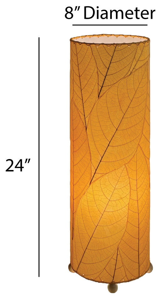 24 Inch Cocoa Leaf Cylinder Table Lamp Orange