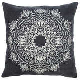Bohemian Mandala Medallion Throw Pillow, Jet Black, 20" X 20", Poly Fill