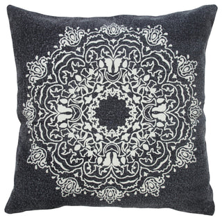 Bohemian Mandala Medallion Throw Pillow, Jet Black, 20" X 20", Poly Fill
