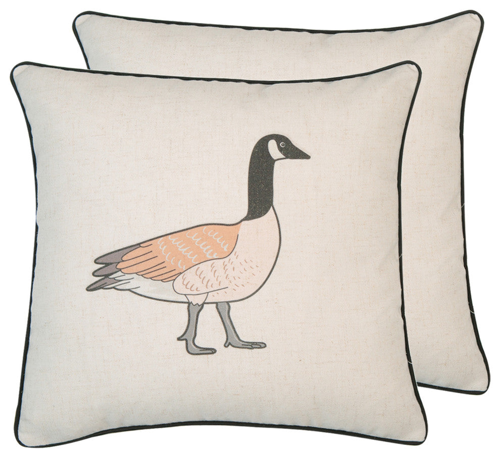 Farmhouse Animals Throw Pillow, 18"x18"x Set of 2, Goose