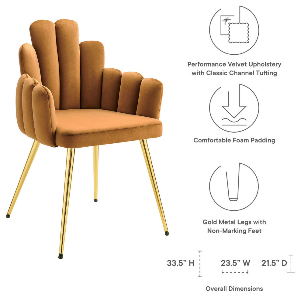 Dining Chair, Set of 2, Gold Brown, Velvet, Modern Cafe Bistro Hospitality
