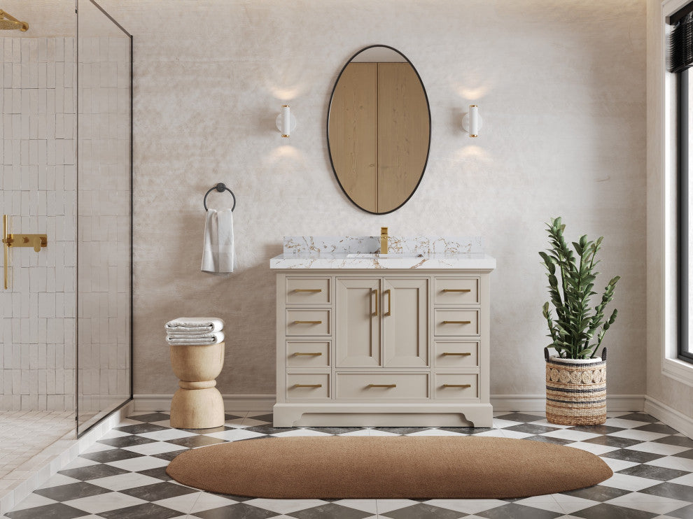Charlotte 48" Single Sink Bath Vanity in Fine Grain 2" Viola Gold