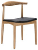 Dining Chair, Black Faux Leather/Ash Wood Frame in Natural Stain, Set of 2