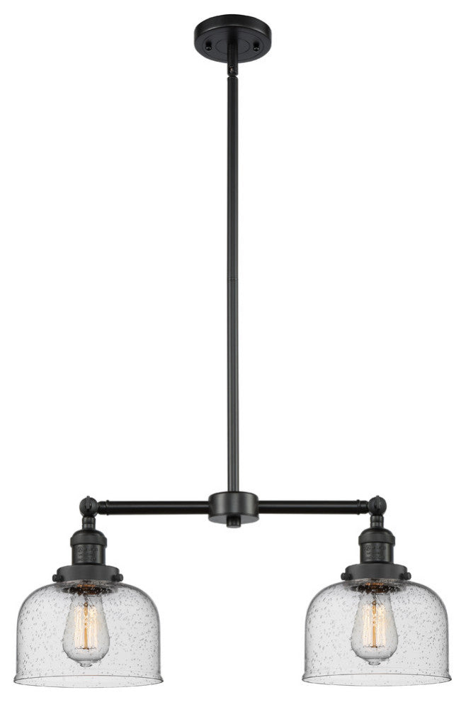 Large Bell 2-Light LED Chandelier, Matte Black, Glass: Seedy