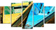 Wooden Boats on Lake Phewa, Boat Canvas Art Print, 60"x32", 5 Panels