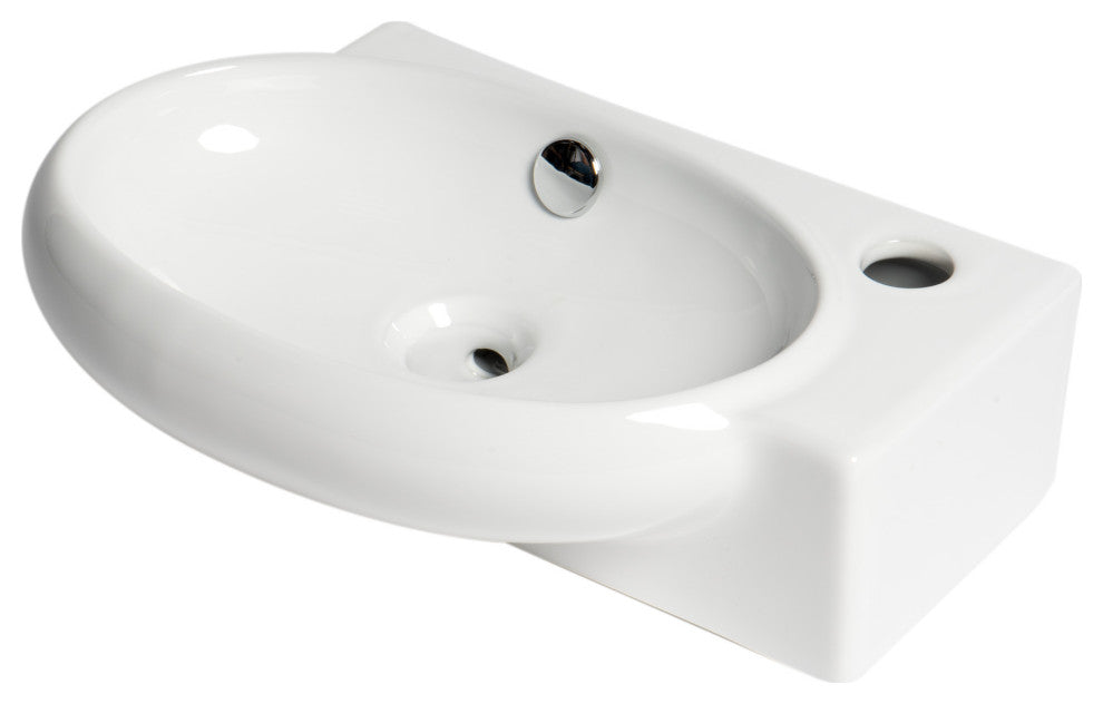 ALFI brand ABC117 White 17" Small Wall Mounted Ceramic Sink with Faucet Hole