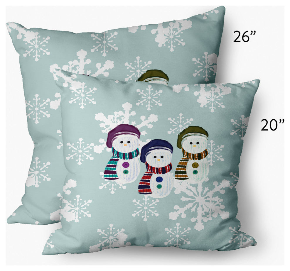 Sock Snowmen Decorative Throw Pillow, Green-Gray, 14"x20"