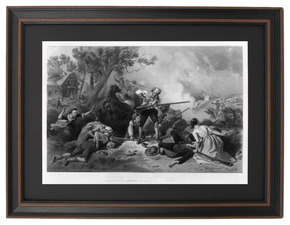 Framed First Blow for Liberty, Battle of Lexington April 1775 Illustration