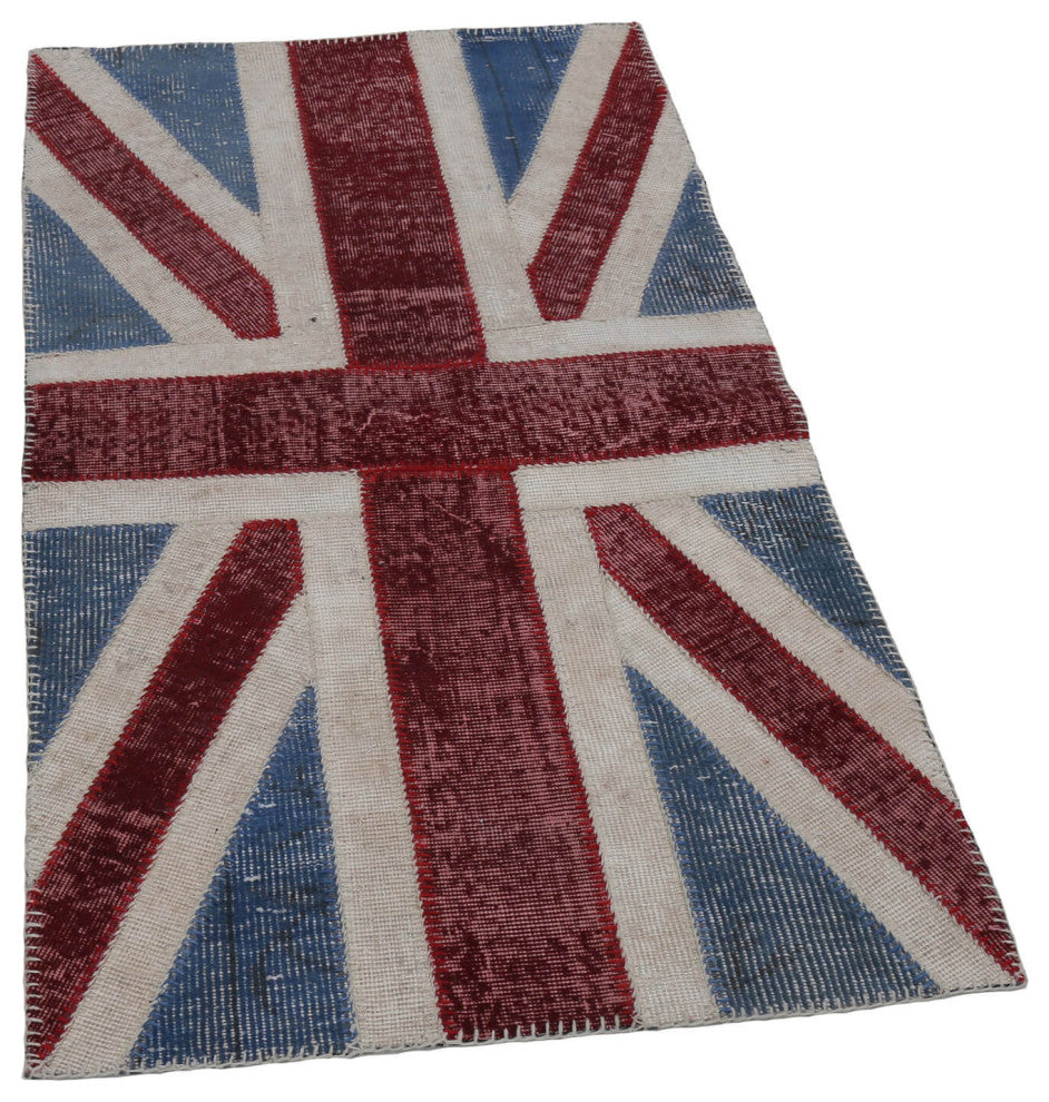 Rug N Carpet - Handwoven Oriental 2' 8'' x 5' 0'' Flag Patchwork Rug