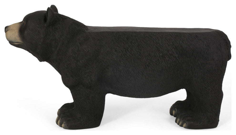 Romer Outdoor Bear Garden Bench, Matte Black