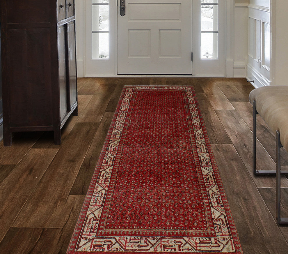 Semi Antique Mhina Red/Beige Runner, 3'5x10'0