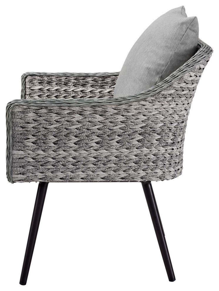 Outdoor Patio Furniture Lounge Sofa and Chair Set, Aluminum Rattan, Grey Gray