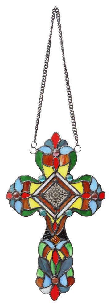 Adelina Victorian Tiffany-Style Stained Glass Panel 13" Tall