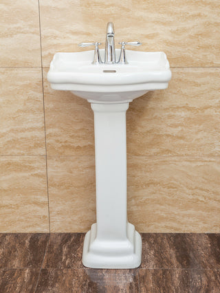 Roosevelt Pedestal Sink Only, White, 4" Faucet, 18"
