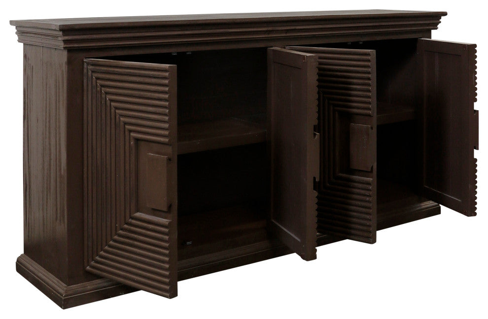 Trellis Sideboard Three Patterned Doors Cocoa Brown Finish