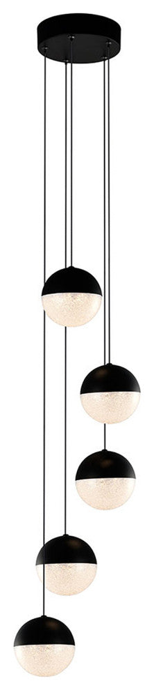 Ravello 5-Light ETL Certified Integrated LED Chandelier Lighting Fixture, Black