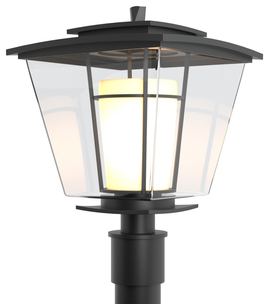 Beacon Hall Outdoor Post Light, Coastal Black Finish, Opal and Clear Glass