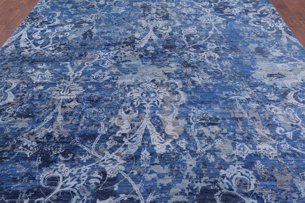 8' 9" X 12' 1" Modern Wool and Silk Handmade Rug Q10320