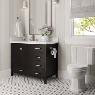 Cambridge Espresso 43" Left Offset Oval Sink Vanity With Quartz Countertop