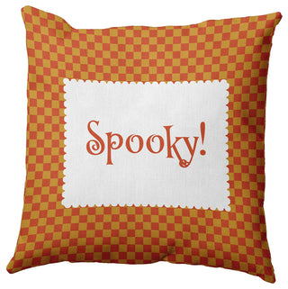 Halloween Spooky Checks Accent Pillow, Rust, 16"x16"