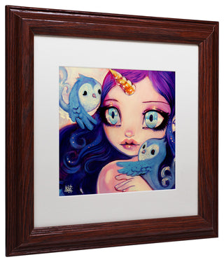 Natasha Wescoat 'A Little Birdy Told Me' Art, Wood Frame, White Mat, 11x11