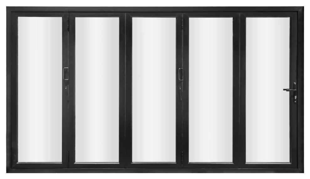 Patio Bi-Fold Door Opening Left to Right12''x8'', black color. low e
