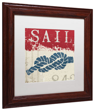 'Nautical III Red' Matted Framed Canvas Art by Wellington Studio