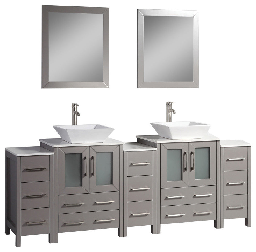 Vanity Art Bathroom Vanity Set With Sink, Gray, 84", Standard Mirror