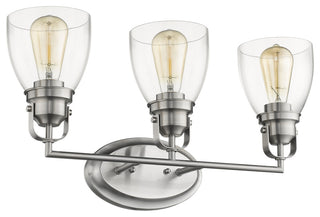 Lily 3-Light Brushed Nickel Bath Vanity-Light Clear Glass 23"