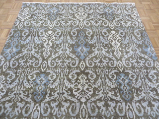 6x9'3 Handmade Chocolate Brown Ikat Peshawar Oriental Rug