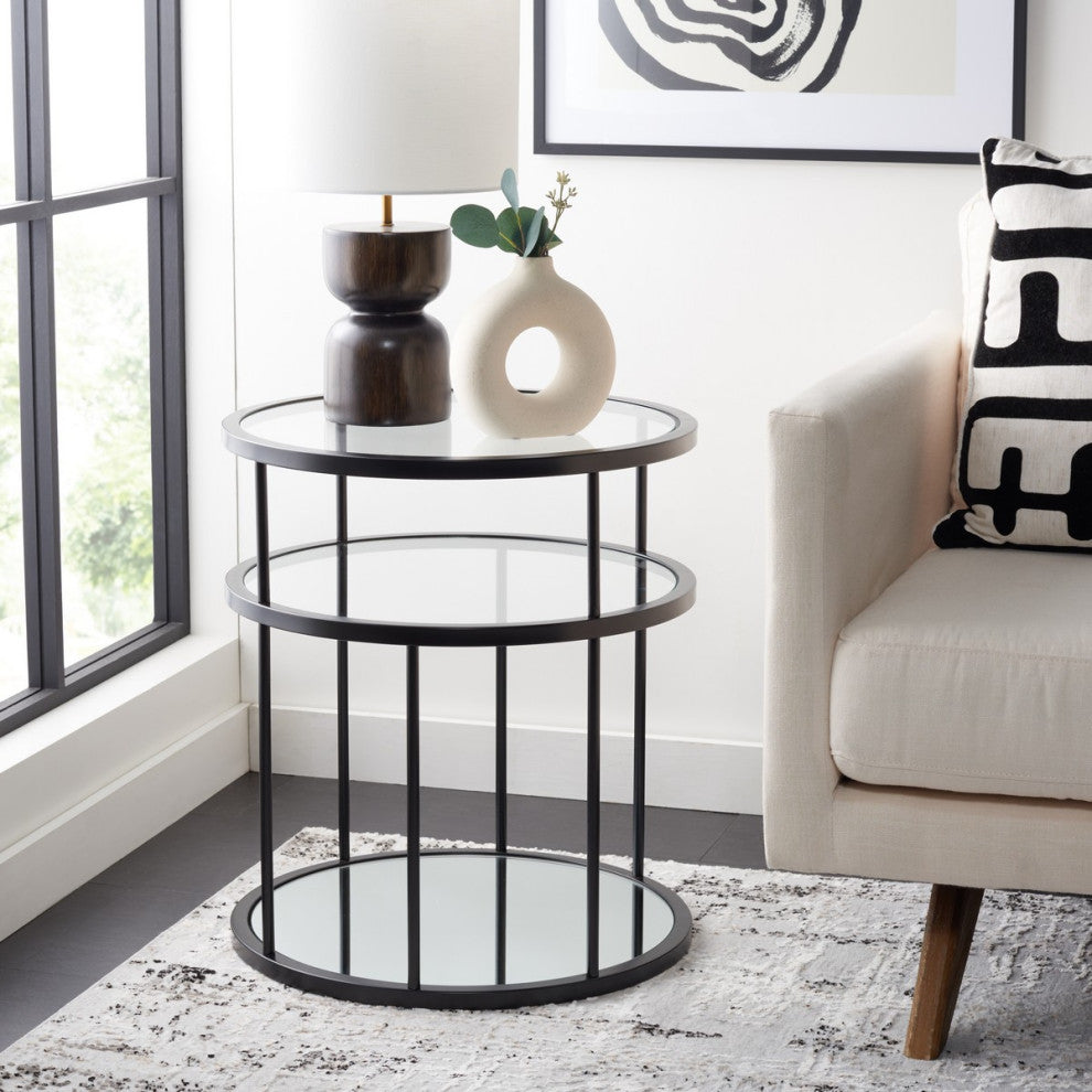 Safavieh Layta 3 Shelf Accent Table, Black/Clear