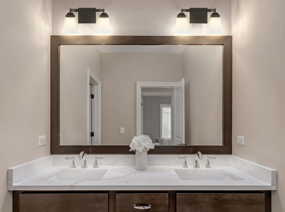 Staunton 1-Light Iron/Glass Modern LED Vanity Light, Oil Rubbed Bronze, 2-Light