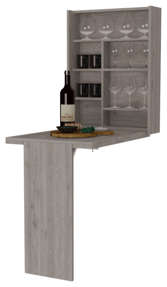 DEPOT E-SHOP Toscana Wall Table with 7 Shelves, Light Gray