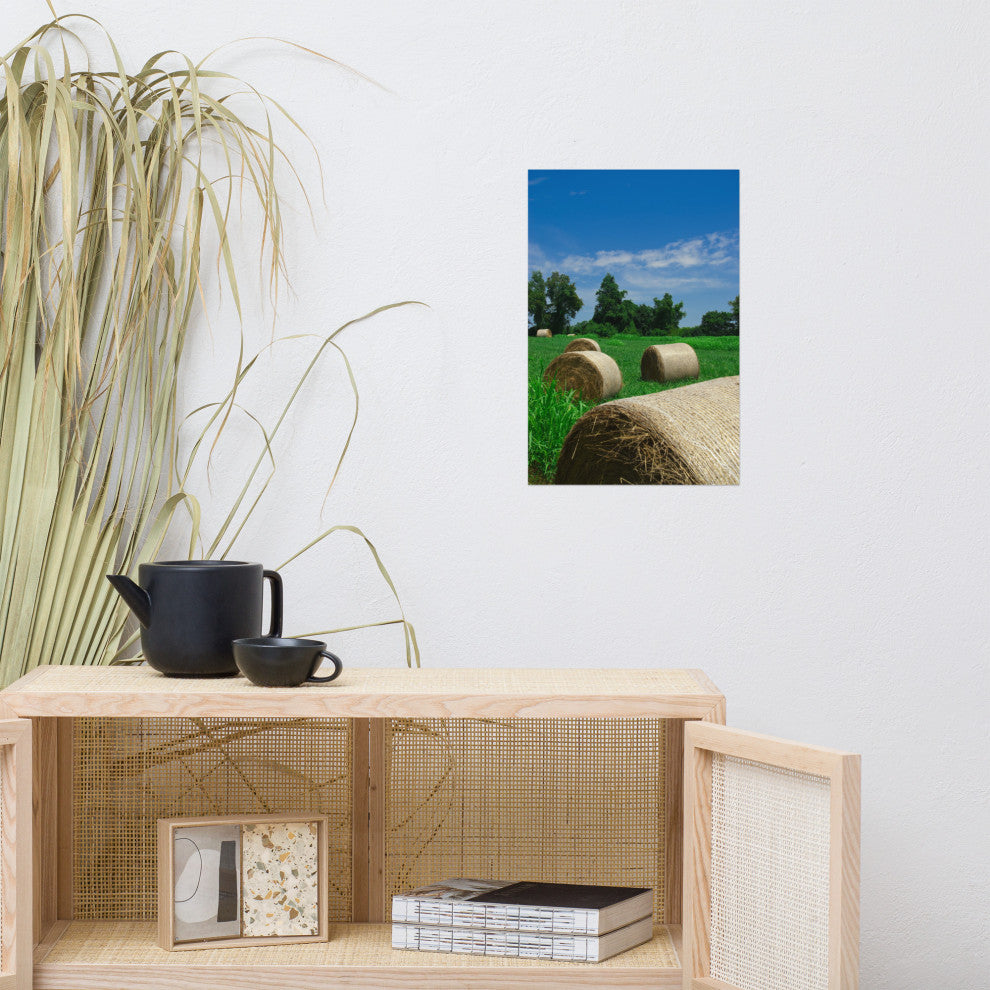 Hay Whatcha Doin in the Field Rural Unframed Wall Art Print, 12" X 18"