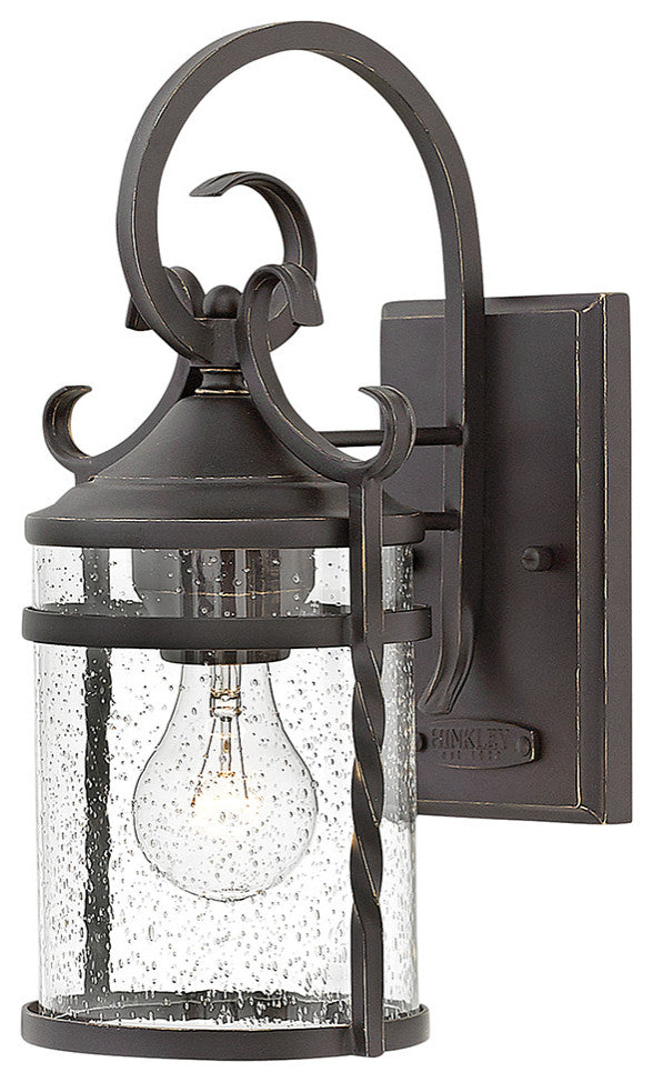 Hinkley Casa Small Wall Mount Lantern, Olde Black With Clear Seedy Glass