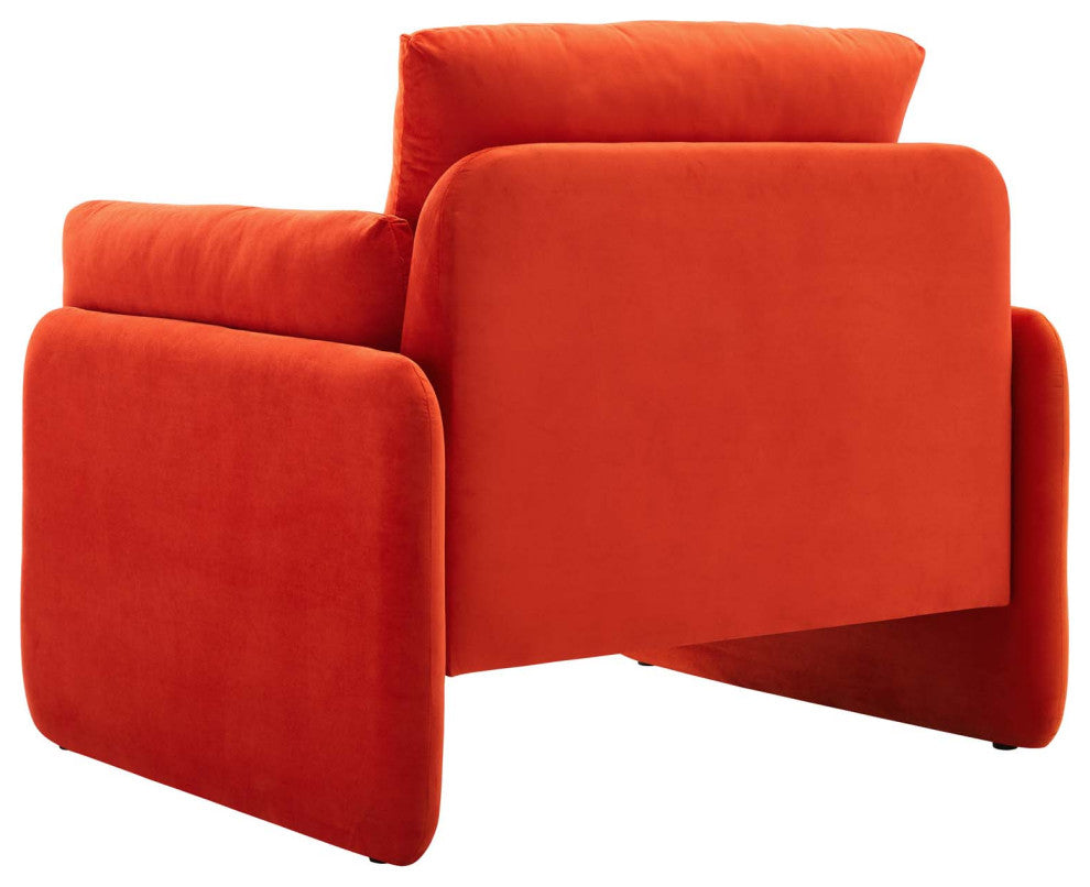 Armchair Accent Chair, Velvet, Orange, Modern, Living Lounge Hotel Hospitality